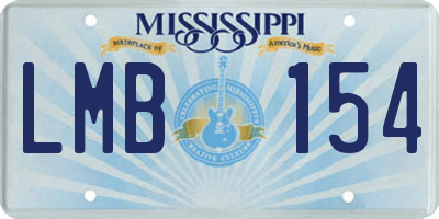MS license plate LMB154