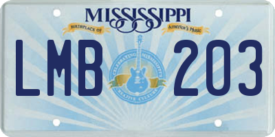 MS license plate LMB203