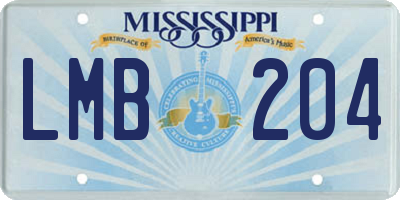 MS license plate LMB204