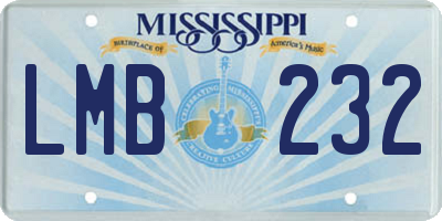 MS license plate LMB232