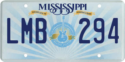 MS license plate LMB294