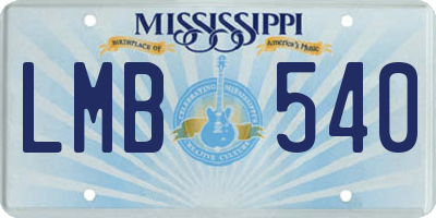MS license plate LMB540