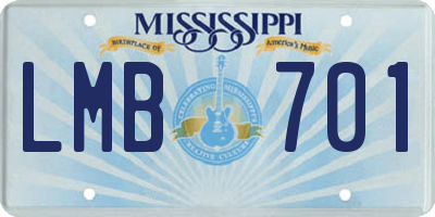 MS license plate LMB701