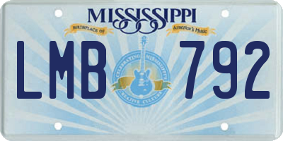 MS license plate LMB792