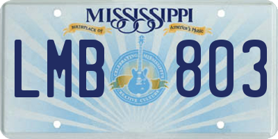 MS license plate LMB803