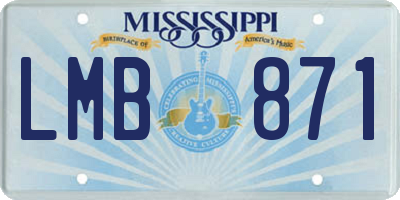 MS license plate LMB871