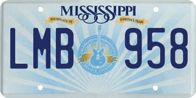 MS license plate LMB958