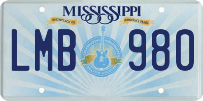 MS license plate LMB980