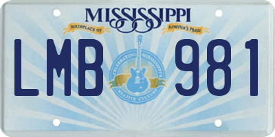 MS license plate LMB981