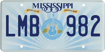 MS license plate LMB982