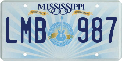 MS license plate LMB987