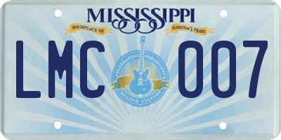 MS license plate LMC007