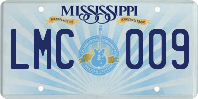 MS license plate LMC009