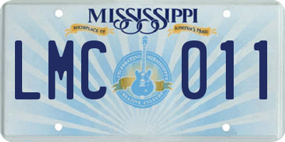 MS license plate LMC011