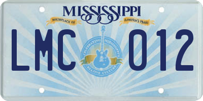 MS license plate LMC012