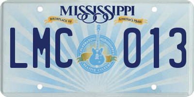 MS license plate LMC013