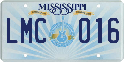 MS license plate LMC016