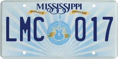 MS license plate LMC017