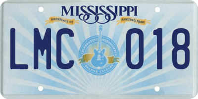 MS license plate LMC018