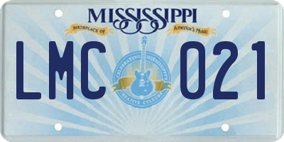 MS license plate LMC021