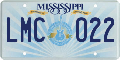 MS license plate LMC022