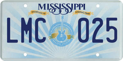 MS license plate LMC025