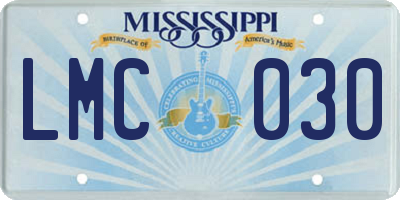 MS license plate LMC030