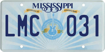 MS license plate LMC031