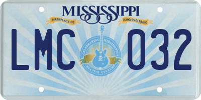 MS license plate LMC032
