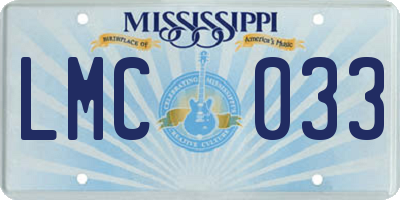 MS license plate LMC033