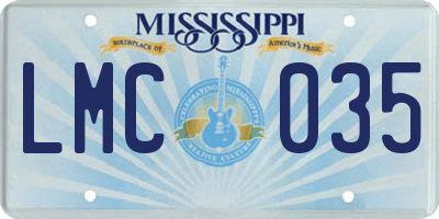 MS license plate LMC035