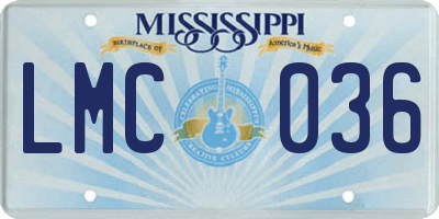 MS license plate LMC036