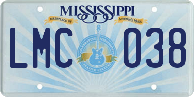 MS license plate LMC038