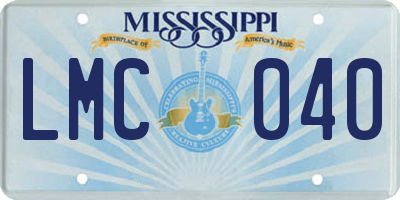 MS license plate LMC040