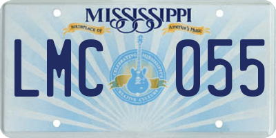 MS license plate LMC055