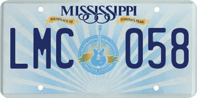 MS license plate LMC058