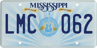 MS license plate LMC062