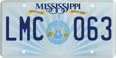 MS license plate LMC063
