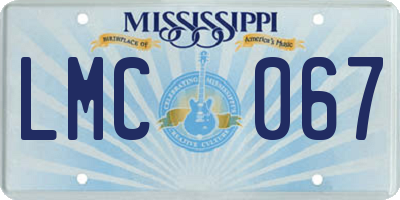 MS license plate LMC067
