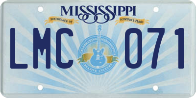 MS license plate LMC071