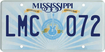 MS license plate LMC072