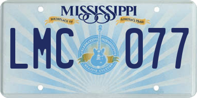 MS license plate LMC077