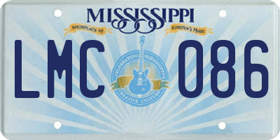 MS license plate LMC086
