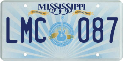 MS license plate LMC087