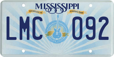 MS license plate LMC092