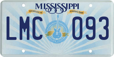 MS license plate LMC093