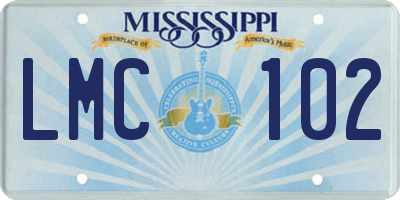 MS license plate LMC102