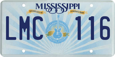 MS license plate LMC116