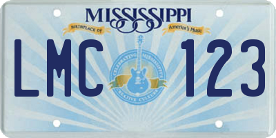 MS license plate LMC123