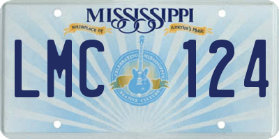 MS license plate LMC124
